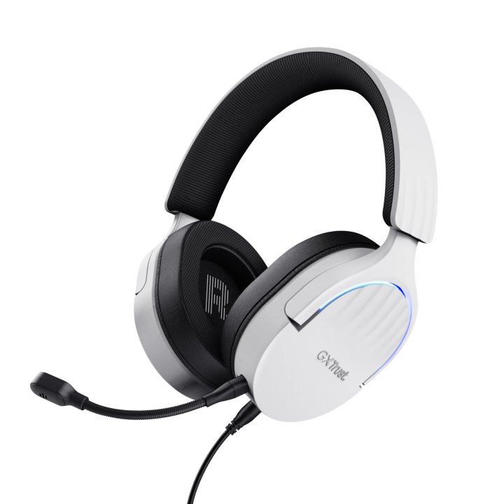 Headset Trust Gaming Gxt 490 Blanco Fayzo 25302 Usb 7.1 Microfono Desmontable Y Flexible Iluminacion Rgb Auriculares Giratori