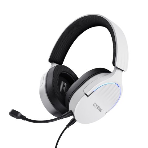 Headset Trust Gaming Gxt 490 Blanco Fayzo 25302 Usb 7.1 Microfono Desmontable Y Flexible Iluminacion Rgb Auriculares Giratori