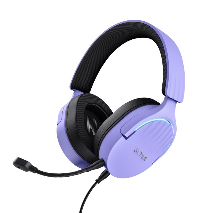 Headset Trust Gaming Gxt 490 Morado Fayzo 25303 Usb 7.1 Microfono Desmontable Y Flexible Iluminacion Rgb Auriculares Giratori