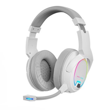 Headset Wireless Mars Gaming Mhw100 White 2.4gpro Cancelacion De Ruido Activa Enc + Pasiva Drivers 50mm Iluminacion Argb Micr