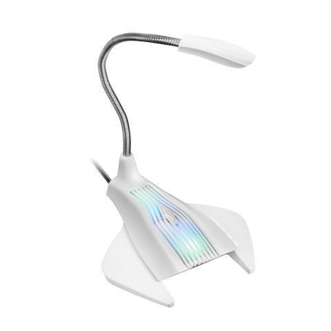 Microfono Sobremesa Adaptable Mars Gaming Mmic Omnidereccional Usb Brazo Flexible Boton Mute Base Con Led Rgb Flow Color Blan