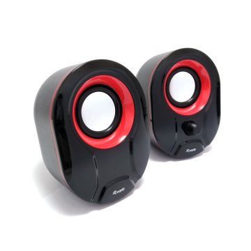 Altavoces 2.0 Equip Life 6w Rms Color Negro Y Rojo Jack 3.5" Control De Volumen Alimetancion Usb 2