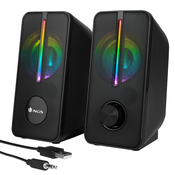 Altavoces 2.0 Ngs Gaming Con Iluminación Led Rgb, 12w Y Conexión Usb