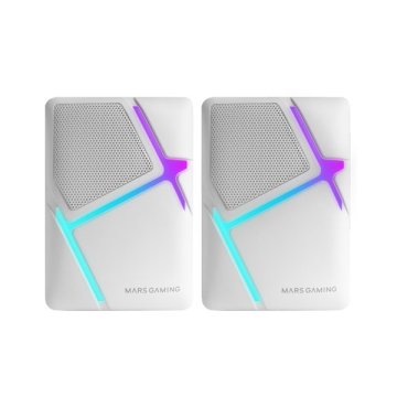 Altavoces 2.0 Mars Gaming Mshw Blanco 10w Iluminacion Rgb Control De Volumen Jack 3.5mm