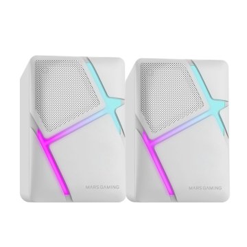 Altavoces 2.0 Mars Gaming Mshw Blanco 10w Iluminacion Rgb Control De Volumen Jack 3.5mm 2