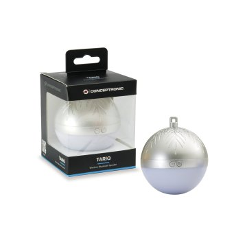 Altavoz Bluetooth Navidad Conceptronic Tariq Bola De Navidad Con Luz Led Tws Color Plata
