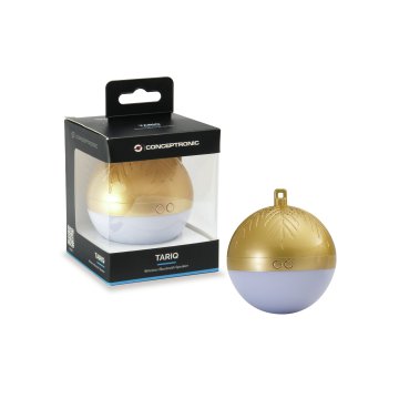 Altavoz Bluetooth Navidad Conceptronic Tariq Bola De Navidad Con Luz Led Tws Color Dorado
