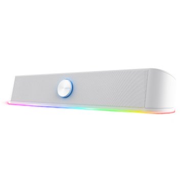 Barra De Sonido Trust Gxt Thorne Blanco 25110 Rgb 12w Jack 3.5mm Alimentado Usb Control De Volumen
