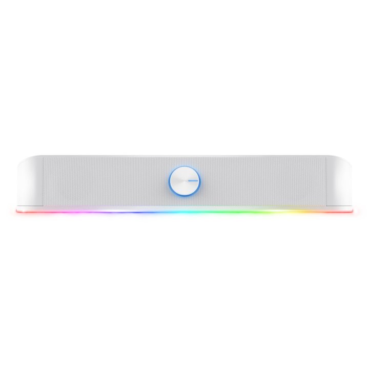 Barra De Sonido Trust Gxt Thorne Blanco 25110 Rgb 12w Jack 3.5mm Alimentado Usb Control De Volumen