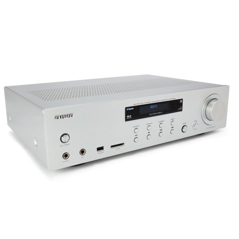 Amplificador Bluetooth Aiwa Amu-120bt Silver Estereo De 120w Rms 7 Entradas Analogicas Phono Y Bt 5.0 Usb sd
