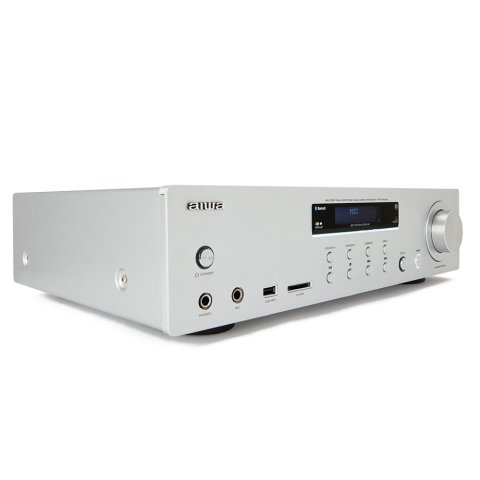 Amplificador Bluetooth Aiwa Amu-120bt Silver Estereo De 120w Rms 7 Entradas Analogicas Phono Y Bt 5.0 Usb sd