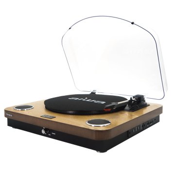 Tocadiscos Bluetooth Aiwa Gbtur-120 Madera Bt 5.0 + Edr Plato 27.5cm Tres Velocidades 33, 45, 78 Rpm Lector Grabador Usb sd R