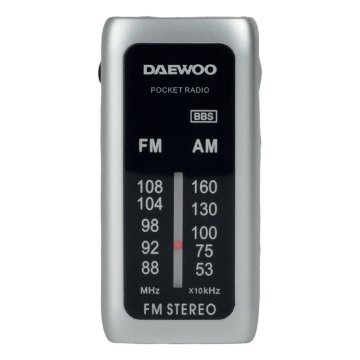 Radio Analogica Mini Daewo Dw1129 Am fm Entrada Jack 3.5mm Funciona Con Pilas Incluye Auriculares Color Plata