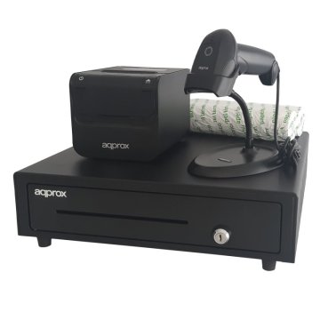 Kit Tpv Approx Cajon Appcash01 Negro + Scan Appls02as + Imp. Term. Apppos80amuse + Papel Cyt8060bpa