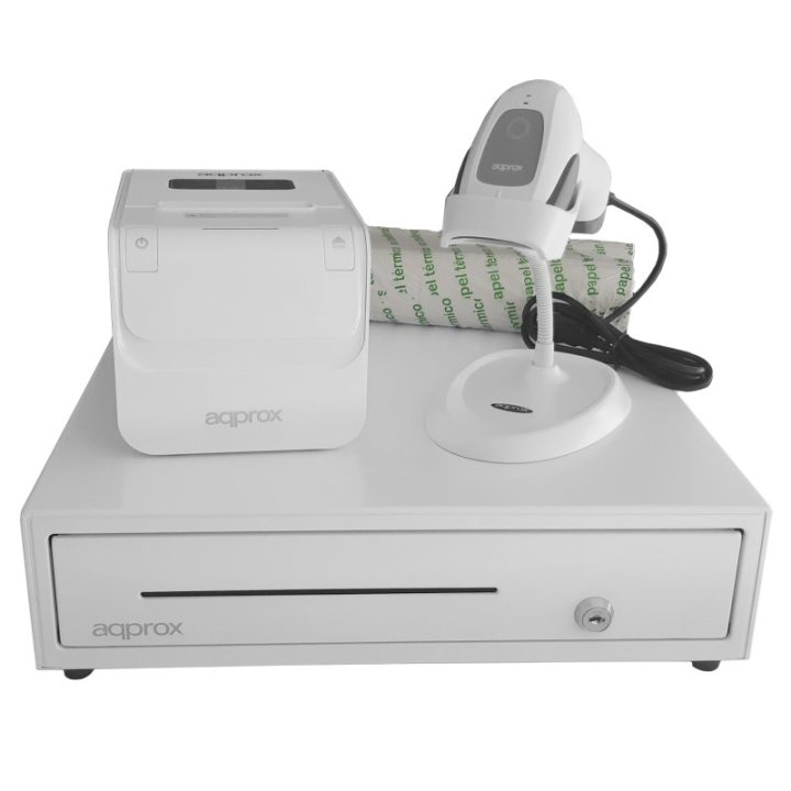 Kit Tpv Approx Cajon Appcash01 Blanco + Scan Appls22wh + Imp. Term. Appos80amusewh + Papel Cyt8060bp