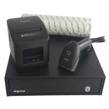 Kit Tpv Approx Cajon Appcash33 Negro + Scan Appls22 + Imp. Term. Apppos80am-usb + Papel Cyt8060bpa