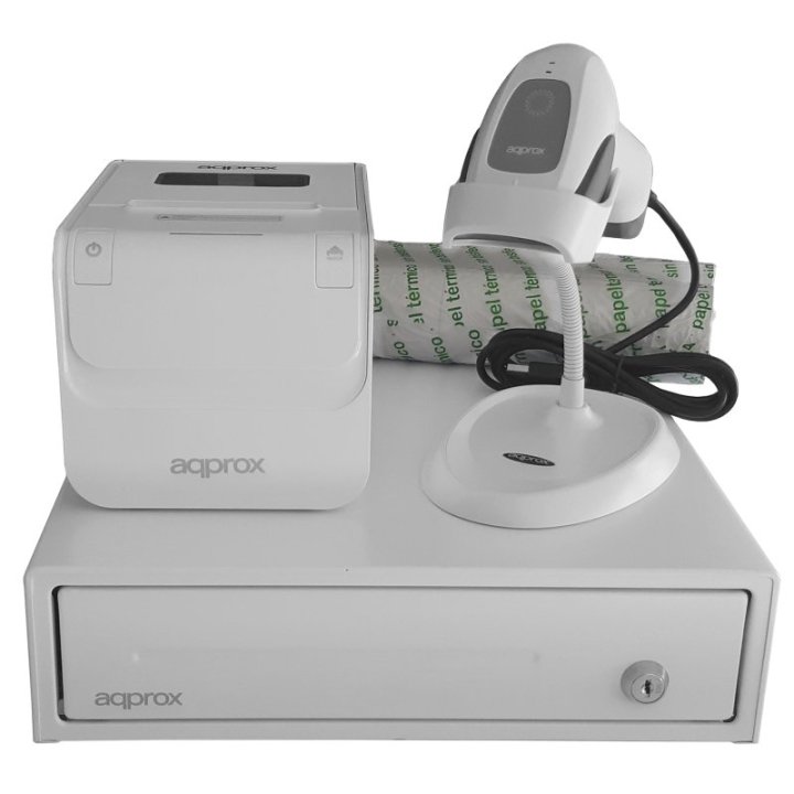 Kit Tpv Approx Cajon Appcash33wh Blanco + Scan Ls22wh + Imp. Term. Pos80amusewh + Papel Cyt8060bpa