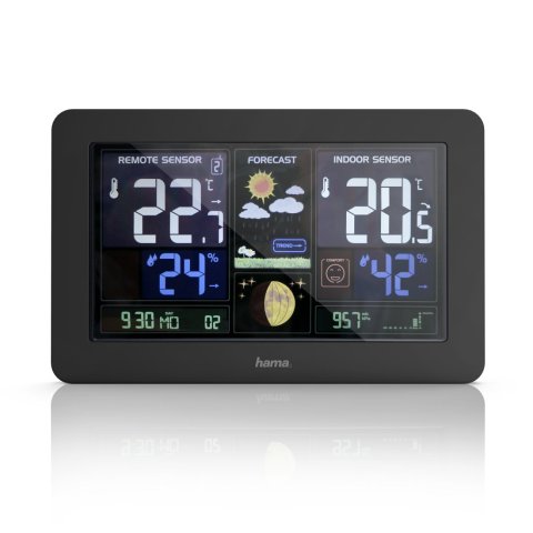 Estacion Metereologica Hama Premium Pronostico Del Tiempo Temperatura Humedad Reloj Dct Usb Carga Pantalla Color 