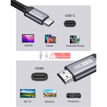 Cable Usb-c A Hdmi 4k 1m Trenzado Jsaux Compatible Con... 2