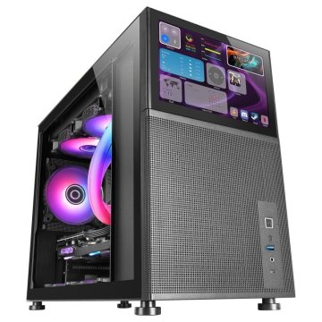 Caja Microatx Gaming Mars Gaming Mc-lcd Negra Con...