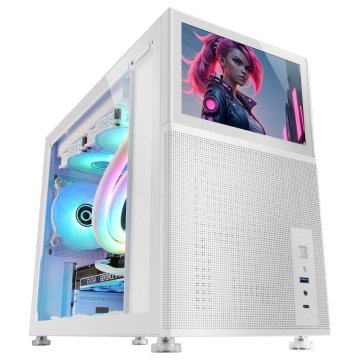 Caja Microatx Gaming Mars Gaming Mc-lcd Blanca Con...