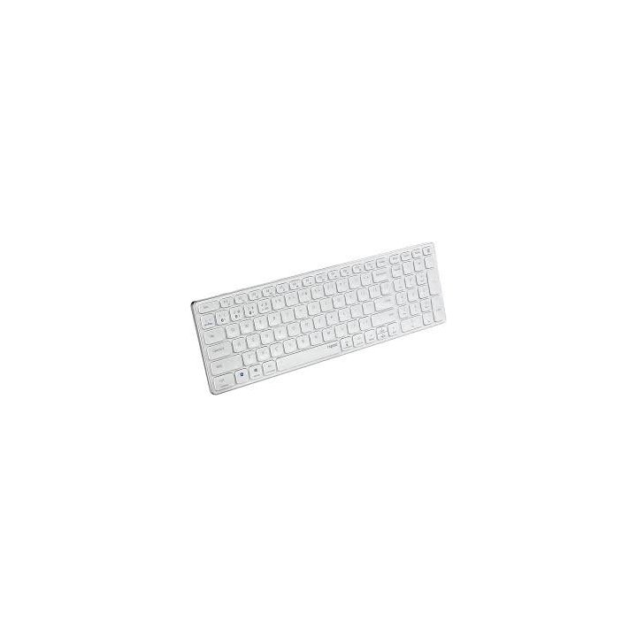 Teclado Rapoo Wireless Y Bluetooth E9700m Portugues 2.4ghz Bt 3.0 5.0 Diseño Ultrafino Bateria Blanco Base Aluminio Multi Mod
