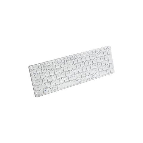 Teclado Rapoo Wireless Y Bluetooth E9700m Portugues 2.4ghz Bt 3.0 5.0 Diseño Ultrafino Bateria Blanco Base Aluminio Multi Mod