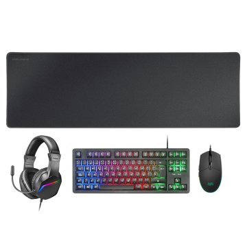 Pack Teclado Mouse Headset Y Alfombrilla Mars Gaming Mcp-rgb3 Black Teclado Tkl H-mech Red Mouse Rgb Flow 3200dpi Headset Frg