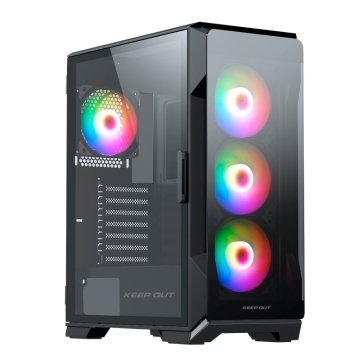 Caja E-atx Torre Approx Xc-901 Pro 2x3.5” 3x2.5” 1xusb-c 1xusb3.0 Gpu Max. 315mm Cristal Con Bisagracolor Negro