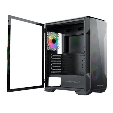 Caja E-atx Torre Approx Xc-901 Pro 2x3.5” 3x2.5” 1xusb-c 1xusb3.0 Gpu Max. 315mm Cristal Con Bisagracolor Negro 2