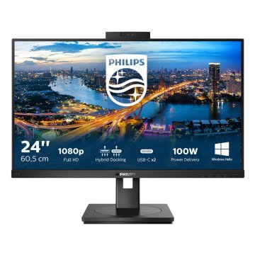 Monitor 24" Displayport Hdmi Dvi Vga Philips 243b1jh  Ips Fhd 75hz 4ms 250cd Vesa 100x100 2x2w Negro 2
