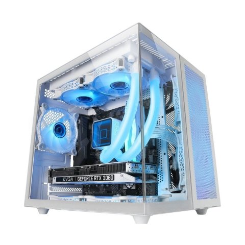 Caja Microatx Cube Gaming Mars Gaming Mcnovam Blanca Doble Panel De Cristal Templado Doble Camara Rejilla Frontal Usb-c Usb-a