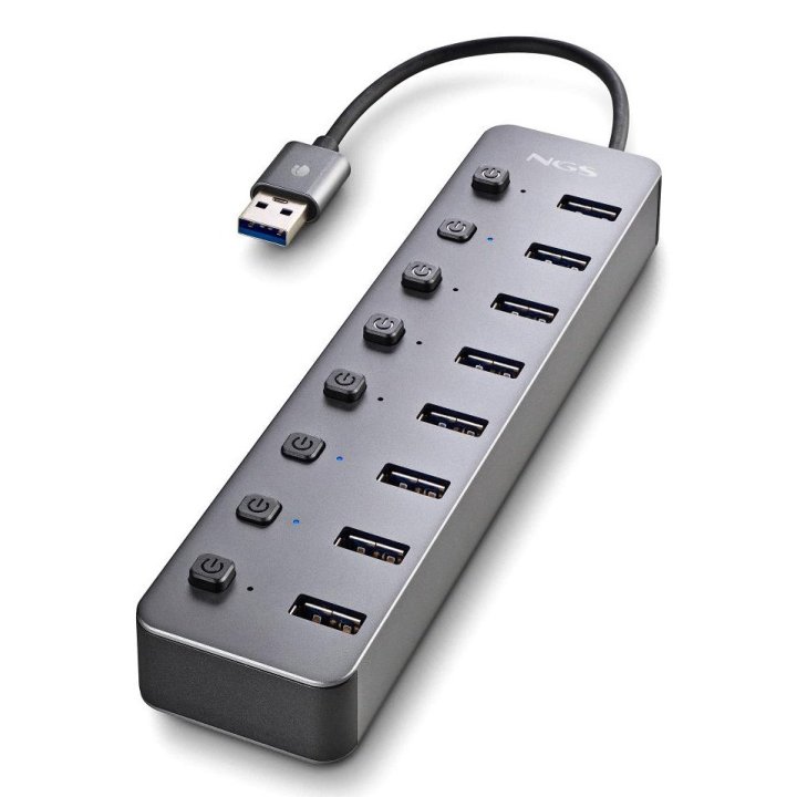 Hub Usb 3.0  Ngs Con 8 Puertos Con Interruptor Independiente