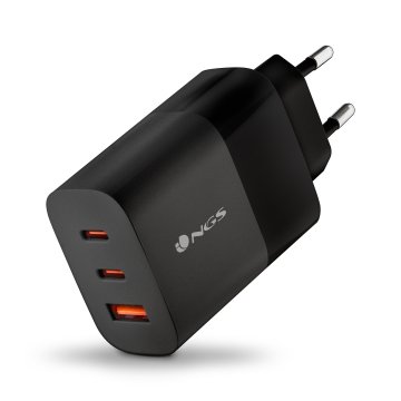 Cargador De Pared Ngs Ultrarrapido De 65w Gan Con 2xusb-c Pd 1x Usb-a