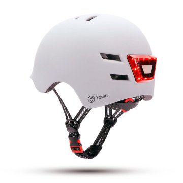 Casco Youin Homologado Color Blanco Talla M Con Led Frontal Y Trasero