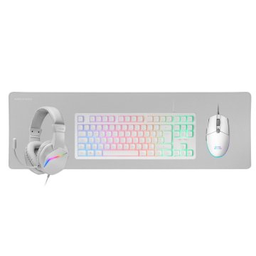 Teclado Mouse Headset Y Alfombrilla Mars Gaming Mcprgb3wfr Frances H-mech Red Rgb 3200dpi Xxl Blanco 2