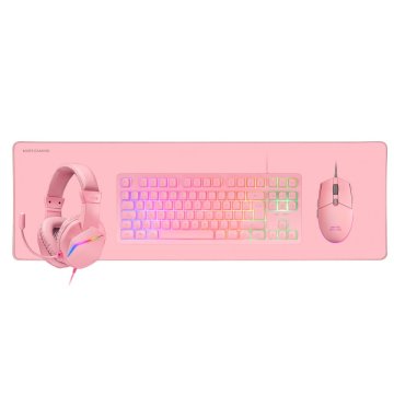 Teclado Mouse Headset Y Alfombrilla Mars Gaming Mcprgb3ppt Portugues H-mech Red Rgb 3200dpi Xxl Rosa 2